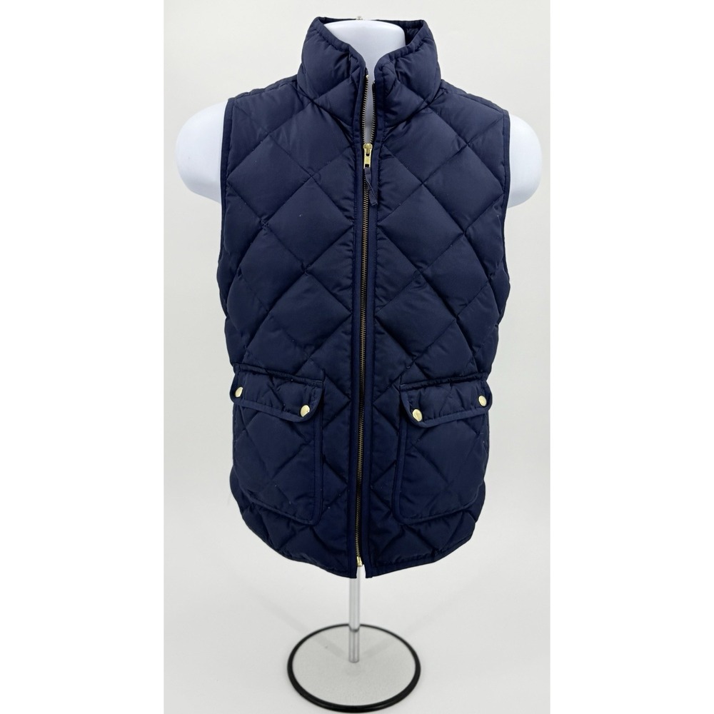J.Crew "Excursion" Quilted Down Puffer Vest Women's Medium M Navy Blue B0109